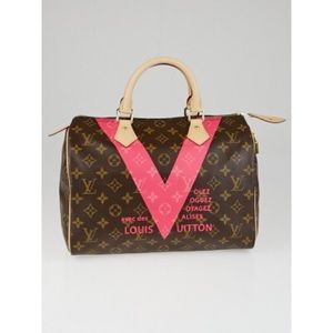 Louis Vuitton Speedy Bag with pink V
